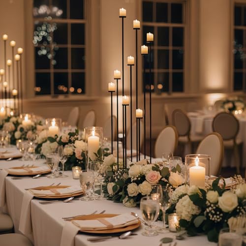 Bigsee Floor Candelabra Tall 9 Arm Candle Holders for Wedding Centerpiece, 60" Black Metal Candlestick for Pillar Tealight Candles for Party Ceremony Aisle Reception - Image 2