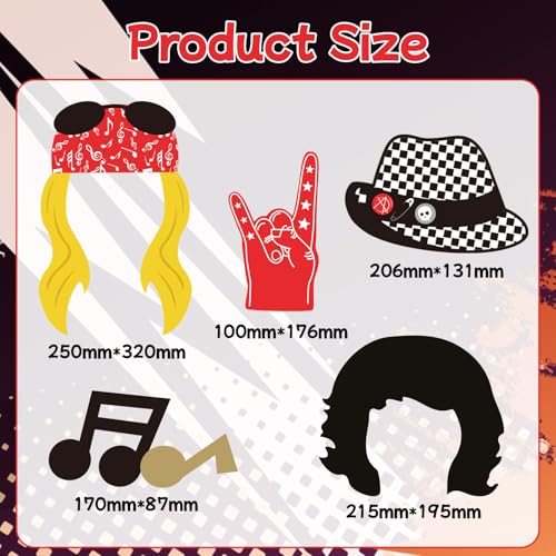 Paper Jazz 18pcs Rock and Roll Birthday Party Decorations Note Guitar Star Photo Booth Props Music Theme Party Supplies Music Party Decoration. - Image 2