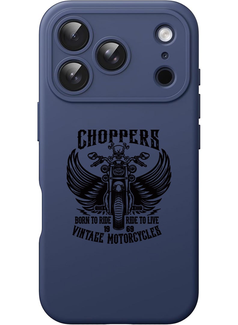 Theodor Protective Slim Fit Case Liquid Silicone Cover with Full Body Protection Anti-Scratch Shockproof Case For Apple iPhone 17 Pro (Blue) Choppers - Image 1