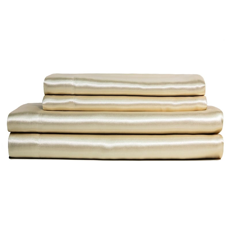 Baltic Linen Satin Luxury Sheet Set Full Ivory 4-Piece Set - Image 4