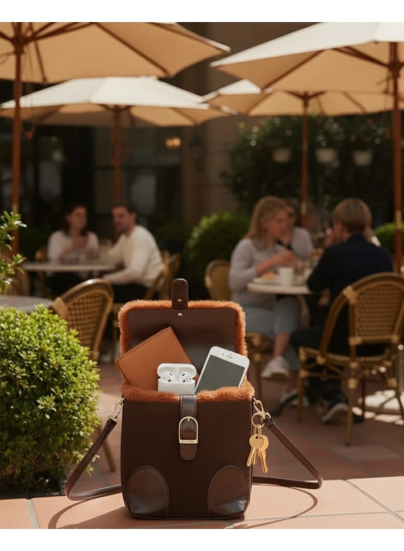 شنطة شمواه حريمي بكتف فرو ناعم – شيك ومميزة - Image 3