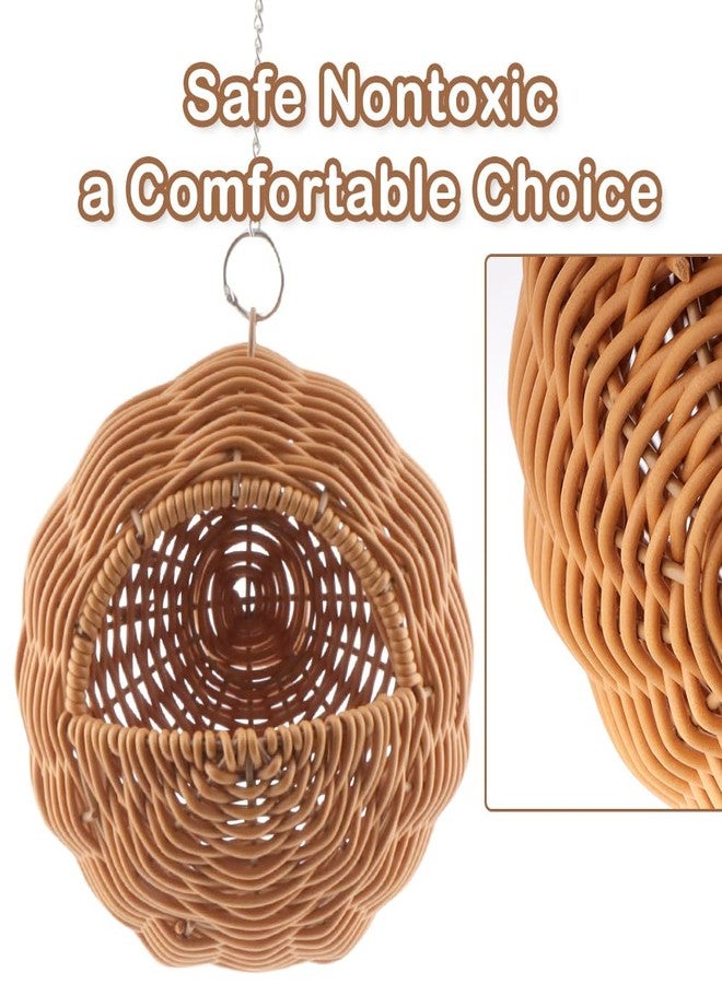 VTurboWay Rattan Bird Nest with Swing Chew Resistant Hammock Style Nest House Parrot Egg Laying and Breeding Nest for Parrots Cockatiels Budgerigars Finches Canaries - Image 3