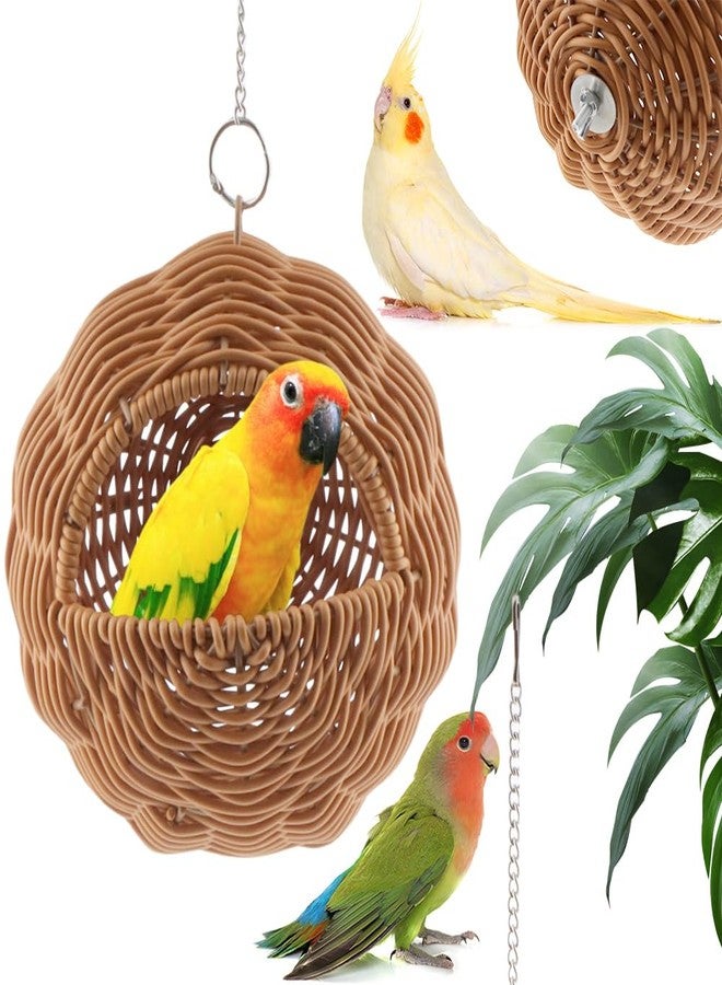VTurboWay Rattan Bird Nest with Swing Chew Resistant Hammock Style Nest House Parrot Egg Laying and Breeding Nest for Parrots Cockatiels Budgerigars Finches Canaries - Image 1