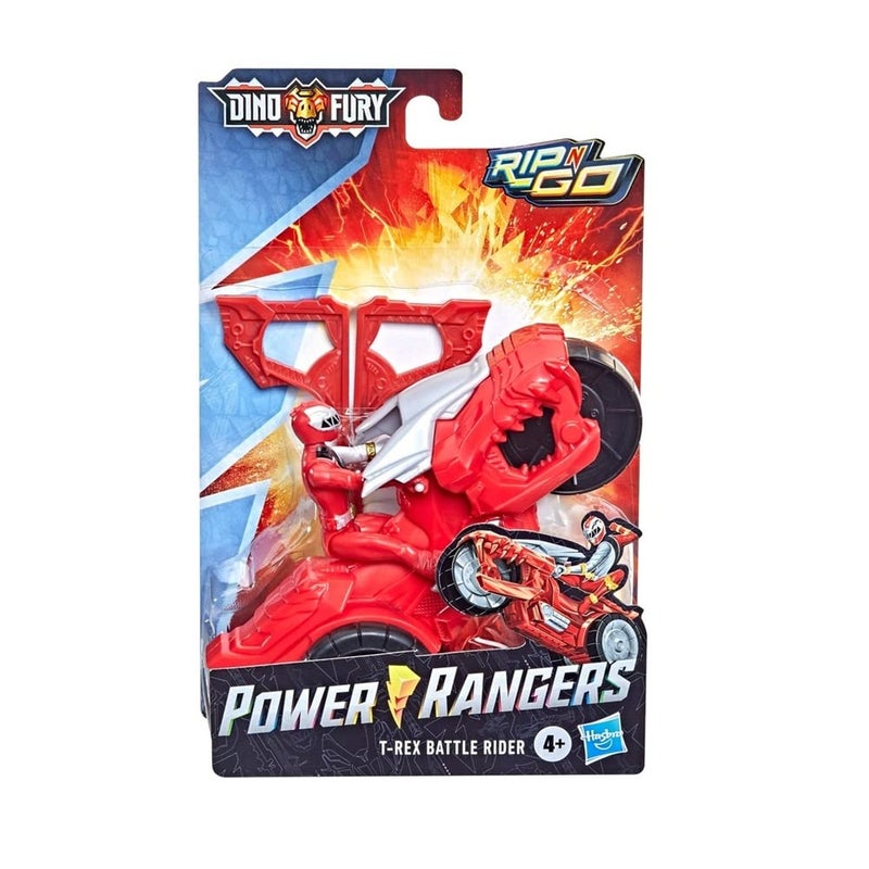 Power Rangers Dino Fury Rip N Go T-Rex Battle Rider and Dino Fury Red Ranger 6-Inch-Scale Vehicle and Action Figure, Toys Kids 4 and Up - Image 2