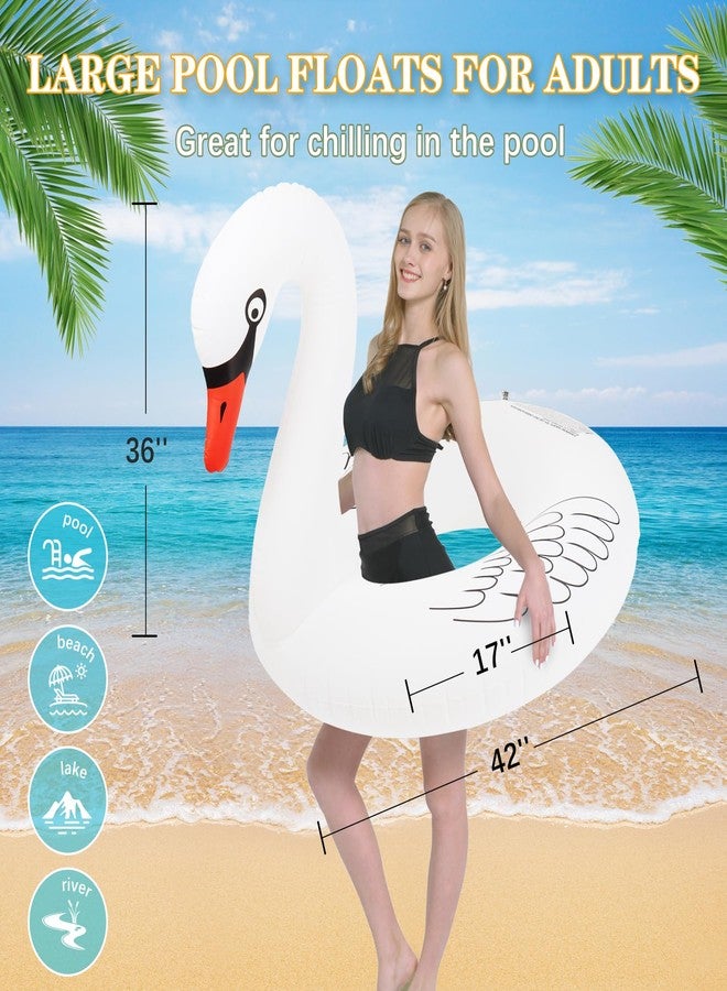 Sinbyuer Swan Inflatable Pool Floats, Large Pool Float Water Floaties for Adults, 42Inch Pool Inner Tube Swim Tube Ring with Fast Valves, Blow Up Floaties Pool Lounge Float, Beach Floaties for Ocean - Image 3