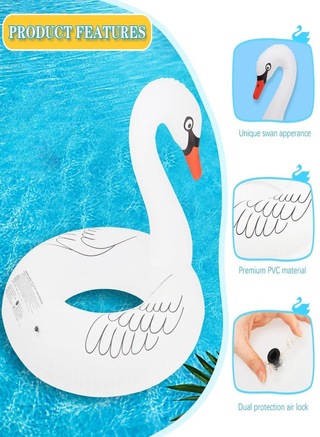 Sinbyuer Swan Inflatable Pool Floats, Large Pool Float Water Floaties for Adults, 42Inch Pool Inner Tube Swim Tube Ring with Fast Valves, Blow Up Floaties Pool Lounge Float, Beach Floaties for Ocean - Image 2