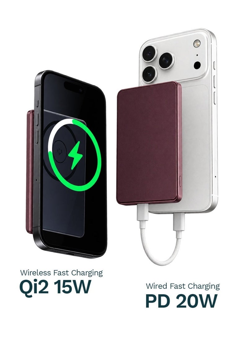 لووب بنك طاقة مغناطيسي LOOP نحيف 3 في 1 بتقنية Qi2 وسعة 5000 مللي أمبير، شحن لاسلكي 15 واط، USB-C PD 20 واط، نحيف للغاية 5.55 مم، 98 جرام - Image 3
