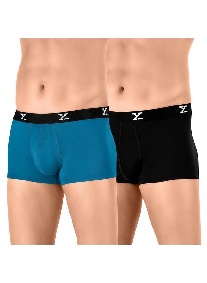 XYXX XYXX Men's Underwear Ace IntelliSoft Antimicrobial Micro Modal Trunk Pack of 2 (Black;DEEP SEA Blue; XL)  - Image 1