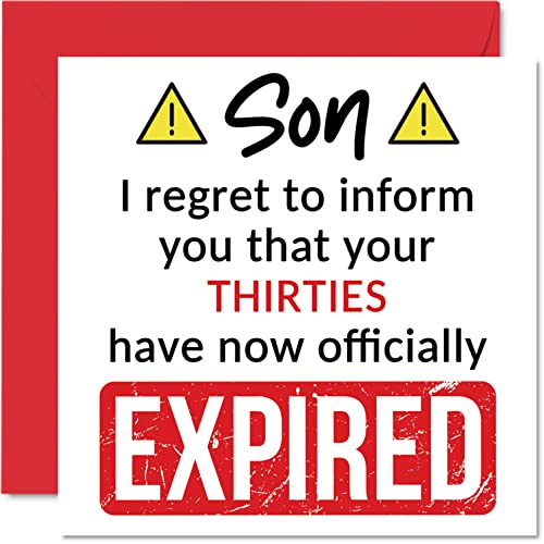 Stuff4 Funny 40th Birthday Cards for Son - Your Thirties Have Expired - Happy Birthday Card for Son from Mom Dad Parents, 5.7 x 5.7 Inch Banter Joke Humour Bday Greeting Cards Gift - Image 1