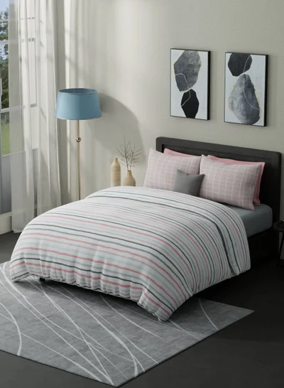 يونايتد كولورز أوف بينتيون United Colors of Benetton Boutique 300 TC Super King Bedsheet with 2 Pillow covers Blush Grey