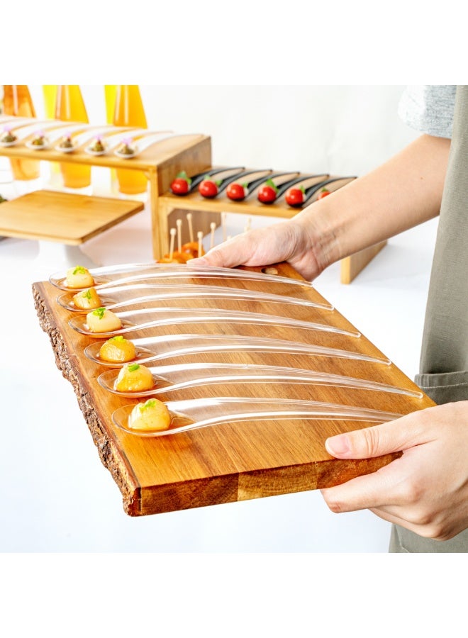 Restaurantware ملعقات تذوق 8 × 1.2 بوصة، 500 ملعقة عينة قابلة للتصرف - تصميم قطرة ماء، ملعقات حلوى بلاستيكية شفافة، للحفلات أو الأحداث الأخرى، لتقديم المقبلات أو الحلويات - Image 5