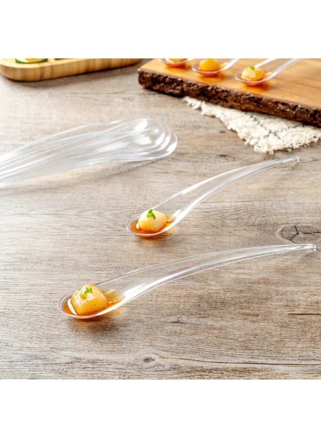 Restaurantware ملعقات تذوق 8 × 1.2 بوصة، 500 ملعقة عينة قابلة للتصرف - تصميم قطرة ماء، ملعقات حلوى بلاستيكية شفافة، للحفلات أو الأحداث الأخرى، لتقديم المقبلات أو الحلويات - Image 3