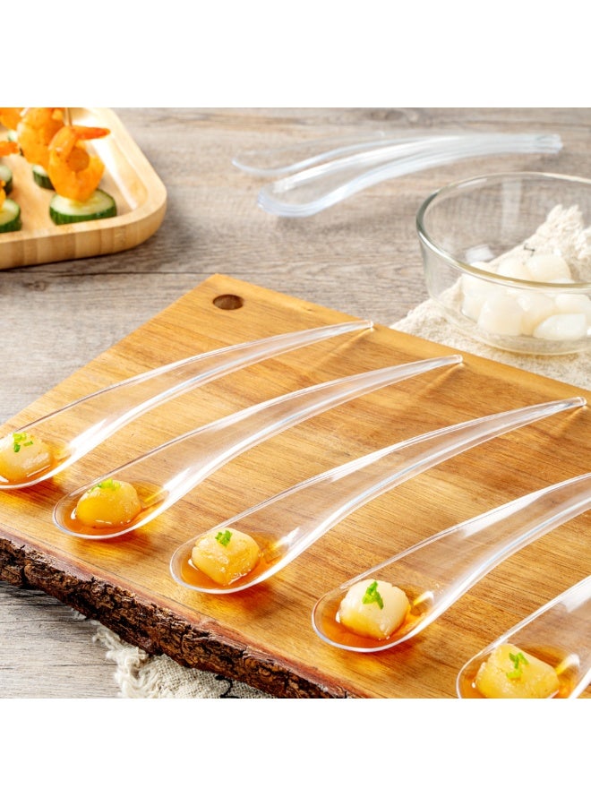 Restaurantware ملعقات تذوق 8 × 1.2 بوصة، 500 ملعقة عينة قابلة للتصرف - تصميم قطرة ماء، ملعقات حلوى بلاستيكية شفافة، للحفلات أو الأحداث الأخرى، لتقديم المقبلات أو الحلويات - Image 4
