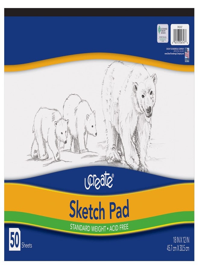 UCREATE - P4747 UCreate Sketch Pad, Standard Weight, 18" x 12", 50 Sheets - Image 1