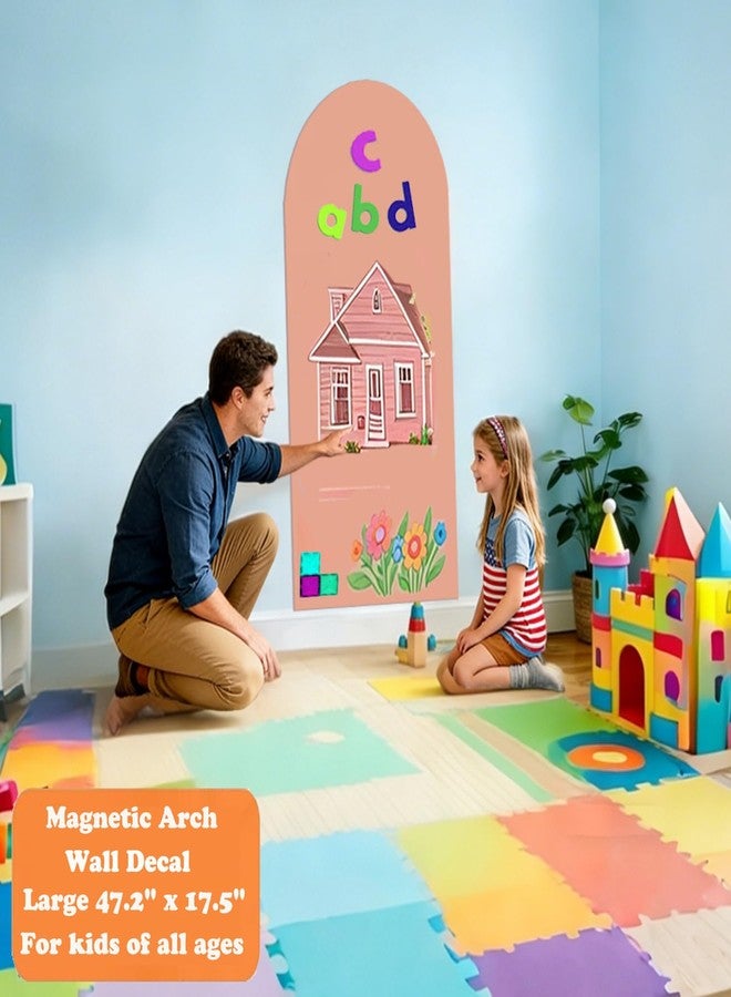 Lnepnw Arch Magnetic Chalkboard Wall Decal 47.2"x17.5" Self Adhesive Chalk Board Wallpaper for Home School Peel and Stick Chalkboard Magnet Contact Paper Roll Alternative Blackboard Paint - Image 2