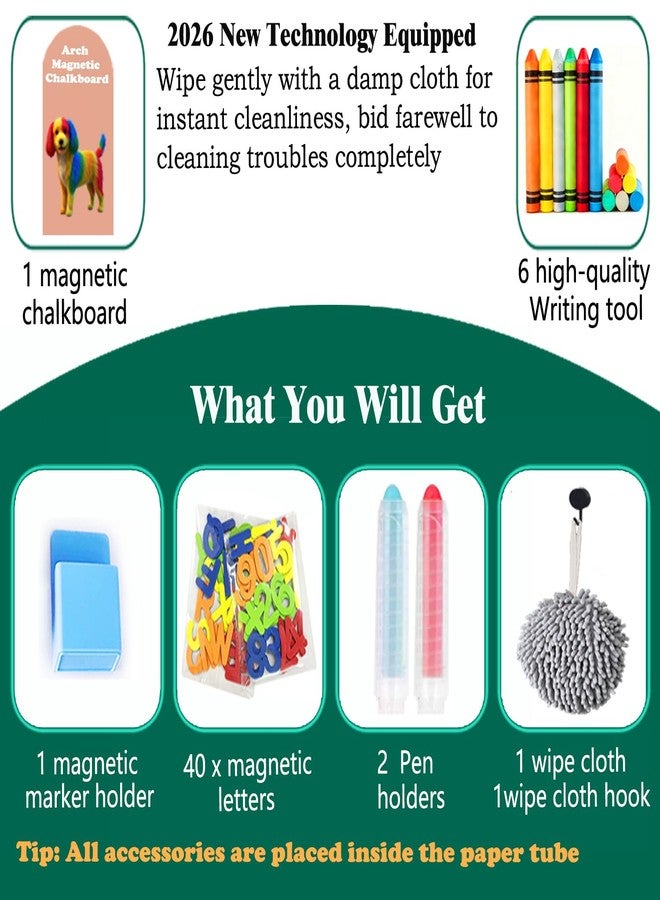 Lnepnw Arch Magnetic Chalkboard Wall Decal 47.2"x17.5" Self Adhesive Chalk Board Wallpaper for Home School Peel and Stick Chalkboard Magnet Contact Paper Roll Alternative Blackboard Paint - Image 4