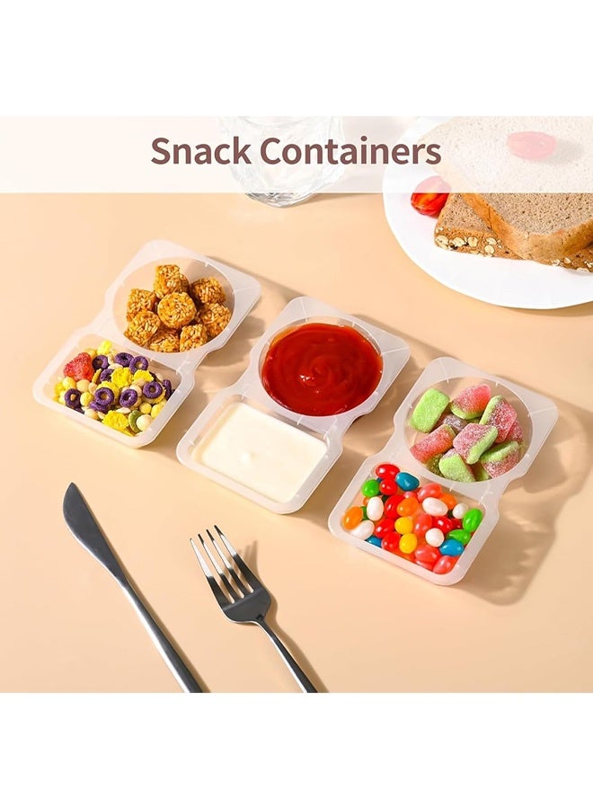 20pcs Reusable Snack Containers with Lids, 2 Compartment Plastic Containers for Pack Snacks,Leakproof Double Compartment Condiment Pack for Meal Prep, Portion Control,On-the-Go School Travel - Image 5