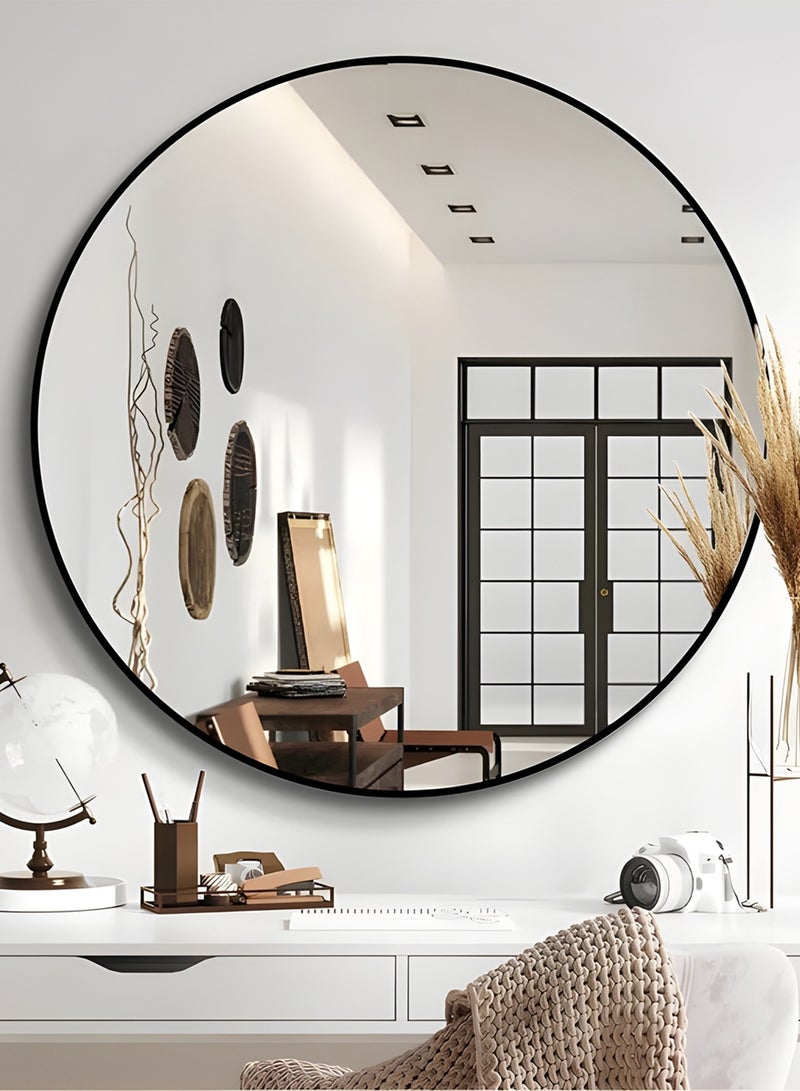 تايمي مرآة كبيرة  بتصميم أنيق 80سم - مرآة مكياج بإطار معدني أسود - تصميمها الرائع مناسب لغرفة الملابس وغرفة المعيشة وغرفة النوم والديكور - Image 5