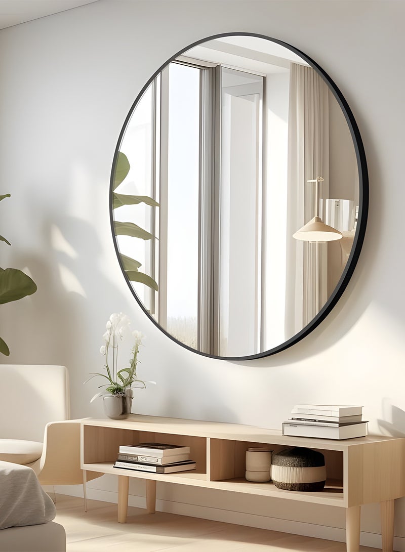 تايمي مرآة كبيرة  بتصميم أنيق 80سم - مرآة مكياج بإطار معدني أسود - تصميمها الرائع مناسب لغرفة الملابس وغرفة المعيشة وغرفة النوم والديكور - Image 3