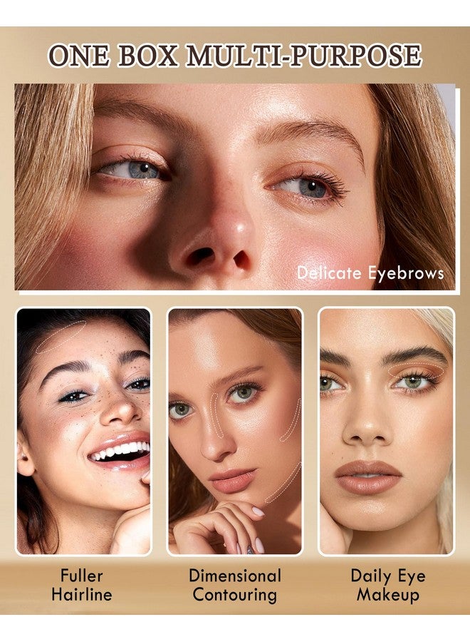 ليسديفيو مجموعة بودرة الحواجب - 3 ألوان بودرة تلوين الحواجب طويلة الأمد مقاومة للماء، ظلال عيون رمادية داكنة فاتحة، هدية مكياج عيد الشكر للنساء، مع فرشاة حواجب مرآة - مجموعة 01 - Image 4