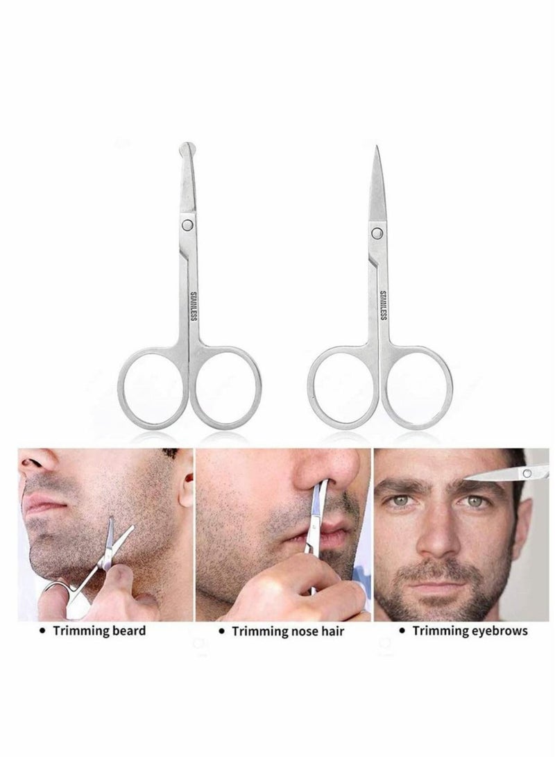 Y&D Professional Small Ear Nose Hair Scissors, Curved and Safety Rounded Tip Grooming Trimming Beauty Shears for Nail, Facial, Mustache, Eyebrows Eyelashes 2 Pack  - Image 1