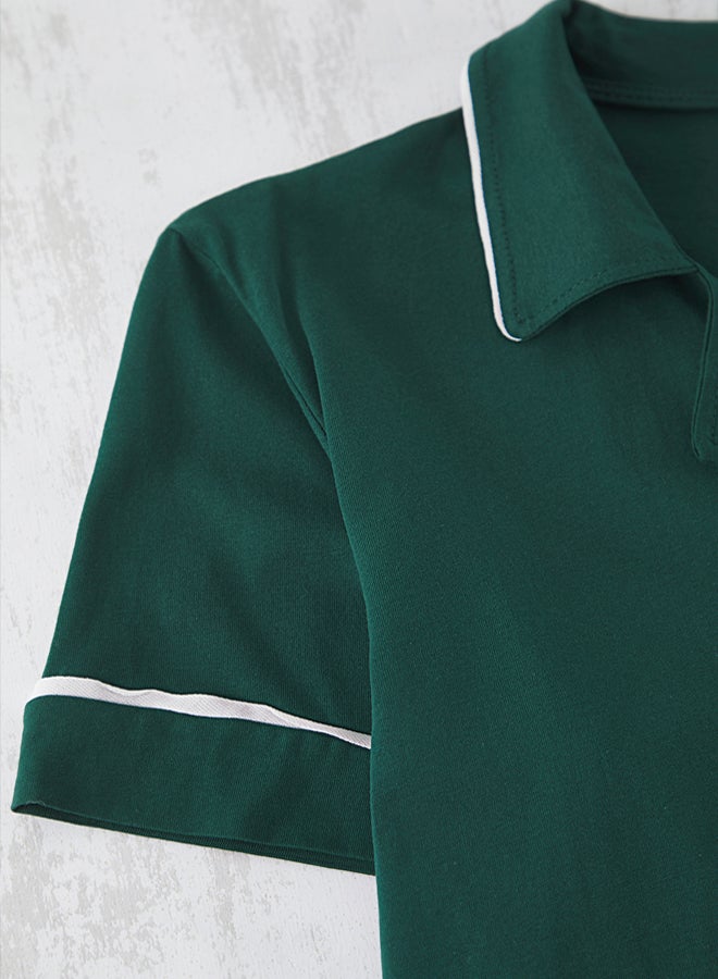 Trendyol Man Green Regular Fit Buttoned Piping Detail Knitted Pajama Set with Shorts - Image 5