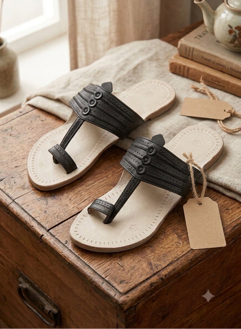 niira.co NIIRA Veer Kolhapuri Chappal for Men | Handcrafted Traditional Leather Sandals | Ethnic Slip-On Footwear for Festivals, Weddings & Daily Wear - Image 2