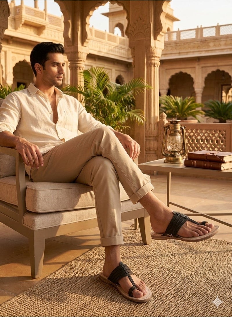niira.co NIIRA Veer Kolhapuri Chappal for Men | Handcrafted Traditional Leather Sandals | Ethnic Slip-On Footwear for Festivals, Weddings & Daily Wear - Image 3