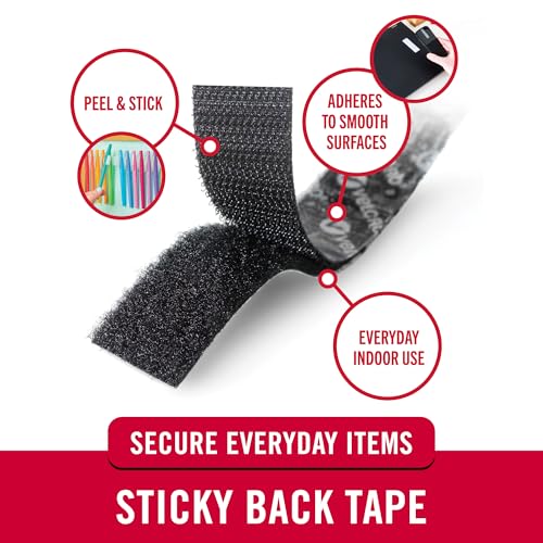 VELCRO Brand 6 Ft x 3/4 in | Sticky Back Tape Roll with Adhesive | Cut Strips to Length | Hook and Loop Fasteners | Perfect for Home, Office or Classroom, Black, 90975W - Image 2