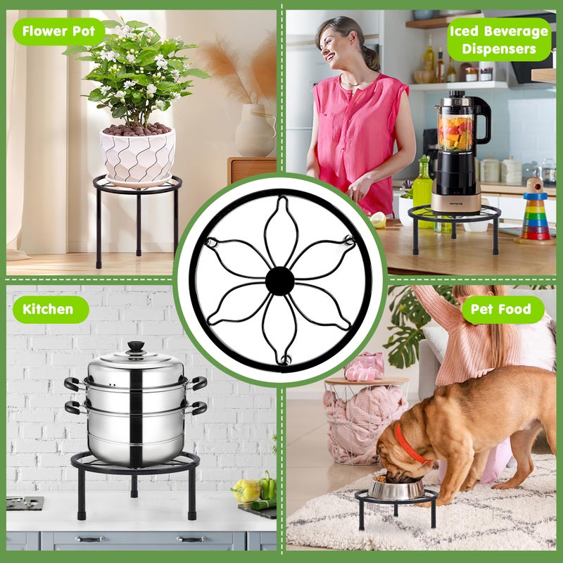 VECELO Metal Plant Stands Set of 5, Multiple Heavy Duty Flower Pot Stand, Round Plant Holder, Black - Image 5