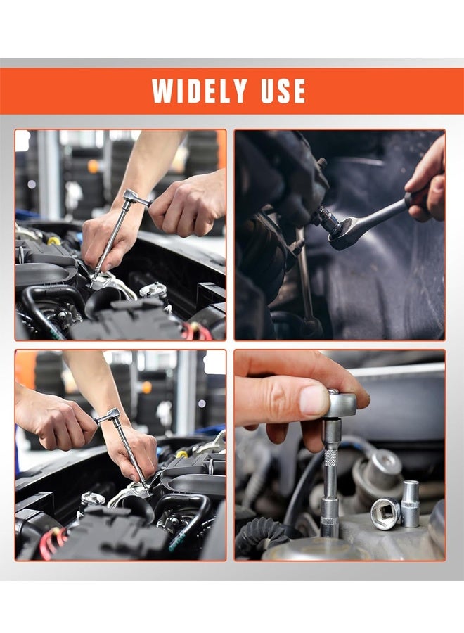 53-Piece CR-V 1/4" Drive Socket Tool Set with Ratchet and Accessories. - Image 5