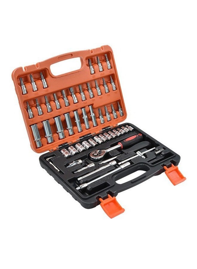 Generic 53-Piece CR-V 1/4" Drive Socket Tool Set with Ratchet and Accessories.  - Image 2