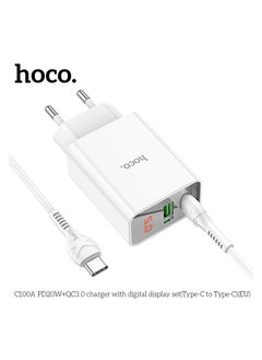 C100A Charger PD20W+QC3.0 with Digital Display Set Type-C to Type-C, EU Plug Fast Charging for Smartphones, Tablets - White - pzsku/ZEE2CE4F75B4054B58A5FZ/45/_/1731237333/954af098-8d4e-4ff6-a91a-4c4d5ab19678