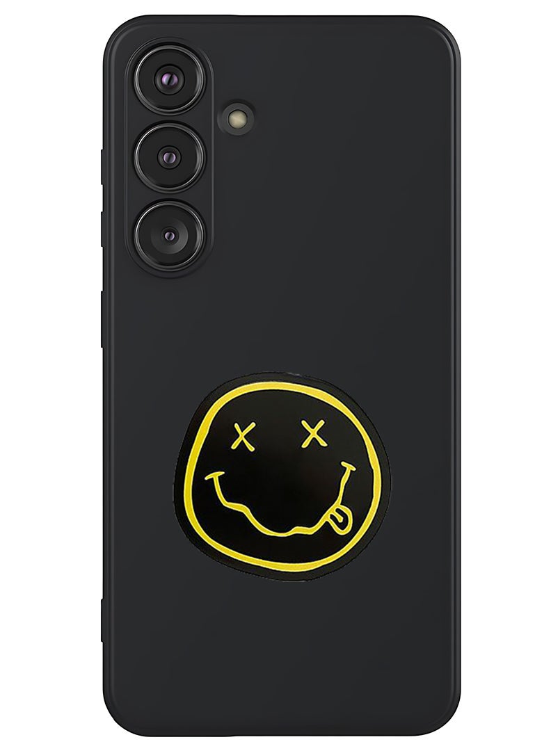 Theodor Protective Slim Fit Case Liquid Silicone Cover with Full Body Protection Anti-Scratch Shockproof Case For Samsung Galaxy S25 Plus (Black) - Smiley (2)  - Image 1