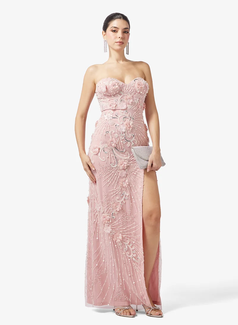 Namshi X  Sweetheart Neckline Bead Embellished Evening Dress for Women | Best Price UAE