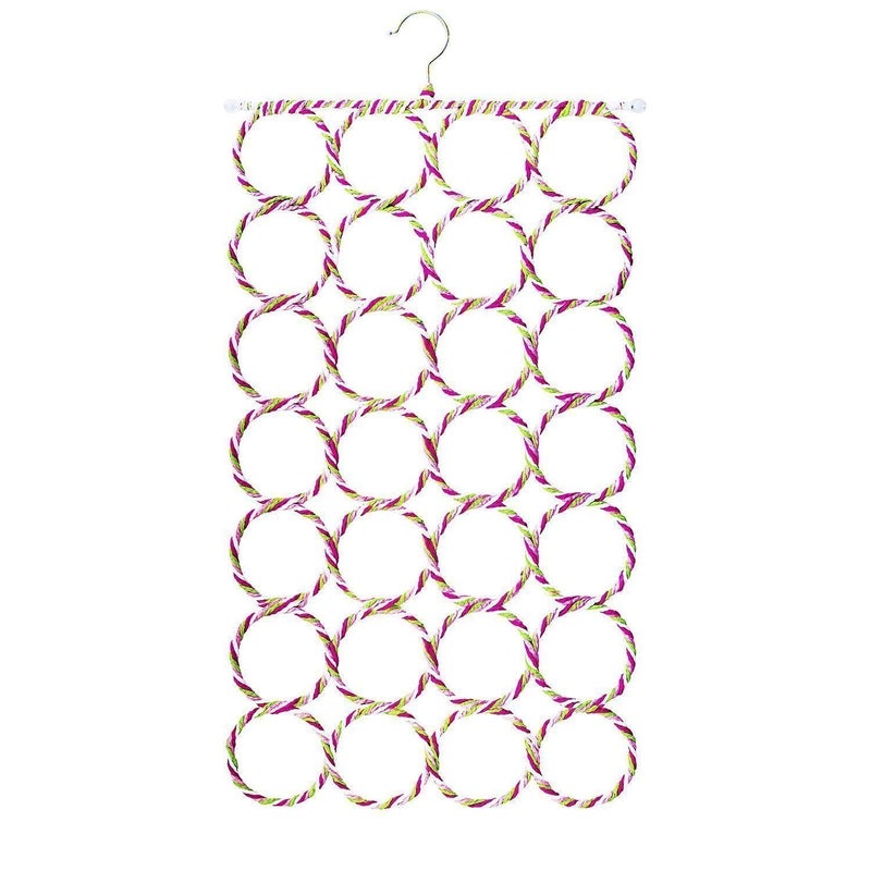 LAGET LAGET Round Ring Folding Rope Dupatta Belt Shawl Tie Scarf Hanger Holder Organiser for Wardrobe with 28 Ring Pack of 1 - Image 3