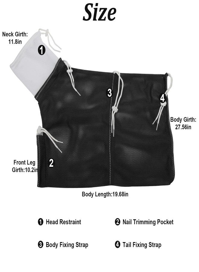 Catcan Cat Bathing Bag, Breathable Mesh Cat Shower Bag Anti Scratch Adjustable Cat Grooming Bag for Nail Trimming, Bathing Polyester Soft Cat Washing Bag (White- Black) - Image 2