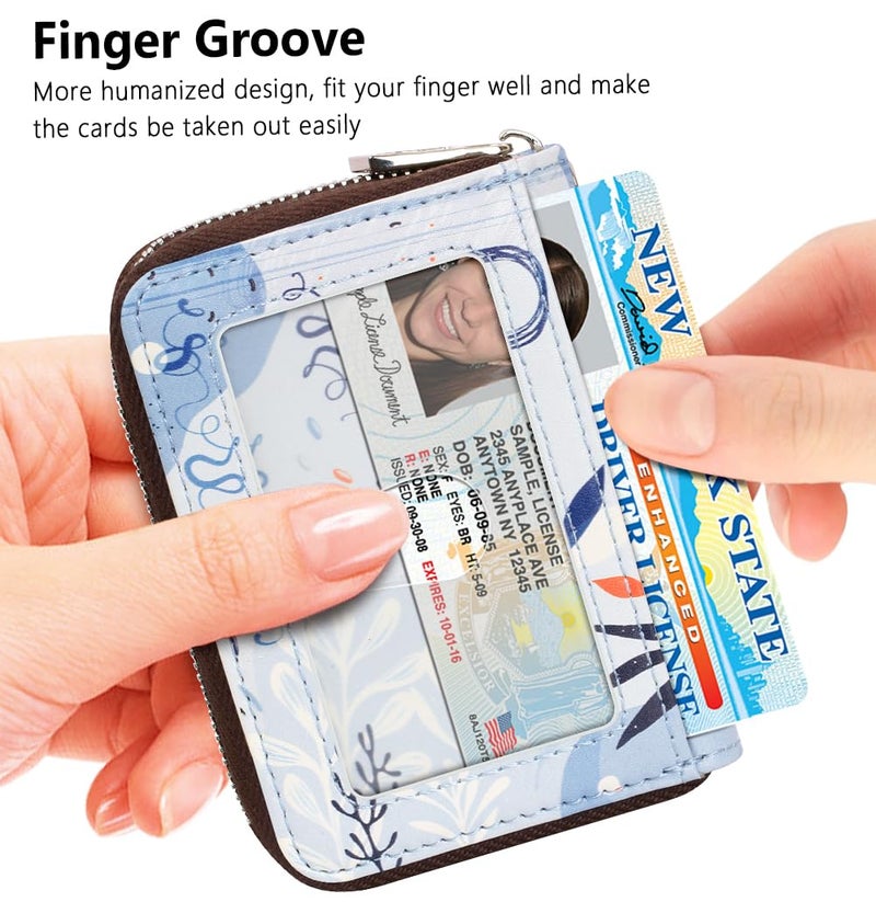 FurArt محفظة بطاقات الائتمان من FurArt، حافظة بطاقات بسحاب للنساء، مانعة لتسرب RFID، محفظة مع حلقة مفاتيح، حجم مدمج - Image 2