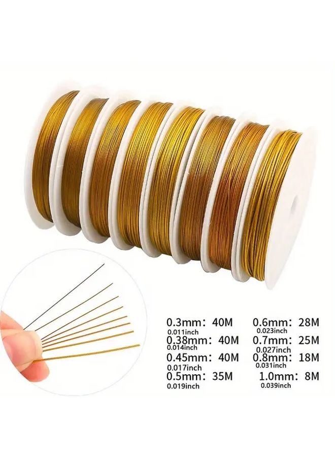 White Golden Steel Wire Beading Thread 0 5mm 708 66inch For DIY Bracelet Necklace Stringing Beads - Image 4