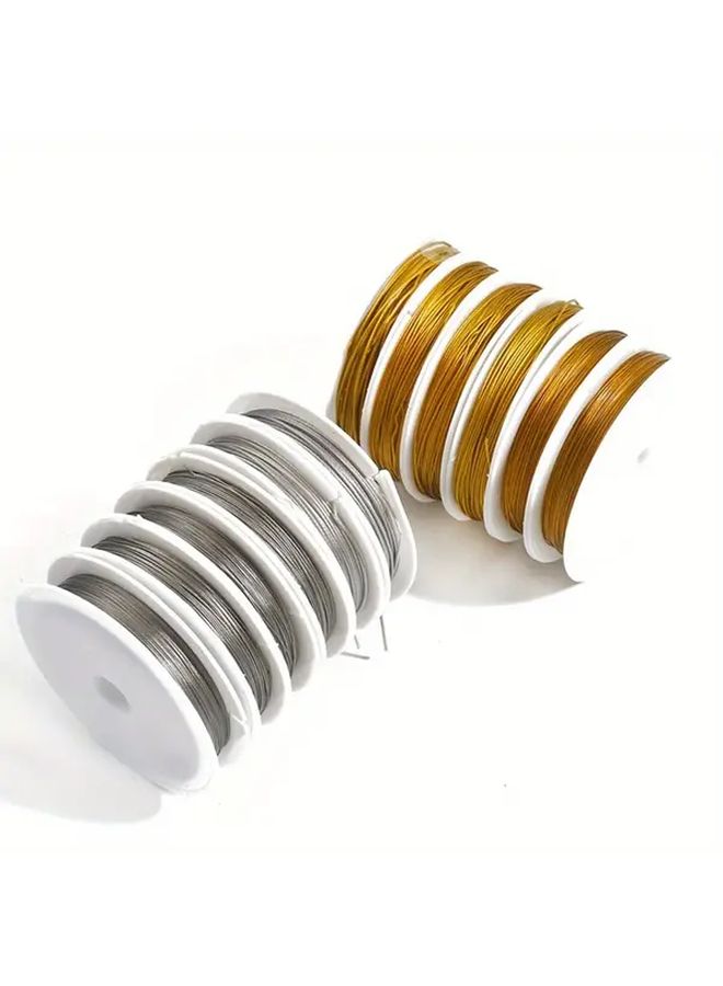 White Golden Steel Wire Beading Thread 0 5mm 708 66inch For DIY Bracelet Necklace Stringing Beads - Image 1