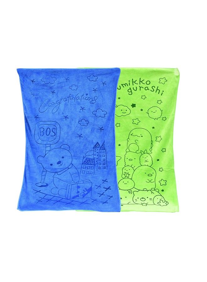 The Little Lookers Bath Towel For Newborn;Baby;Kids; Super Soft Baby Bath Towel Set For Infants;Bathing Accessories; (0 3 Years) (Blue&Green Set Of 2)  - Image 2