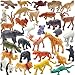 PINOWU Realistic Mini Wild Zoo Animals Figurines Toys 32 Pcs Gift Set for Education and Party Favors Plastic Forest Safari Animals Lion Hippo Tiger Bear Elephant Giraffe etc - Image 2