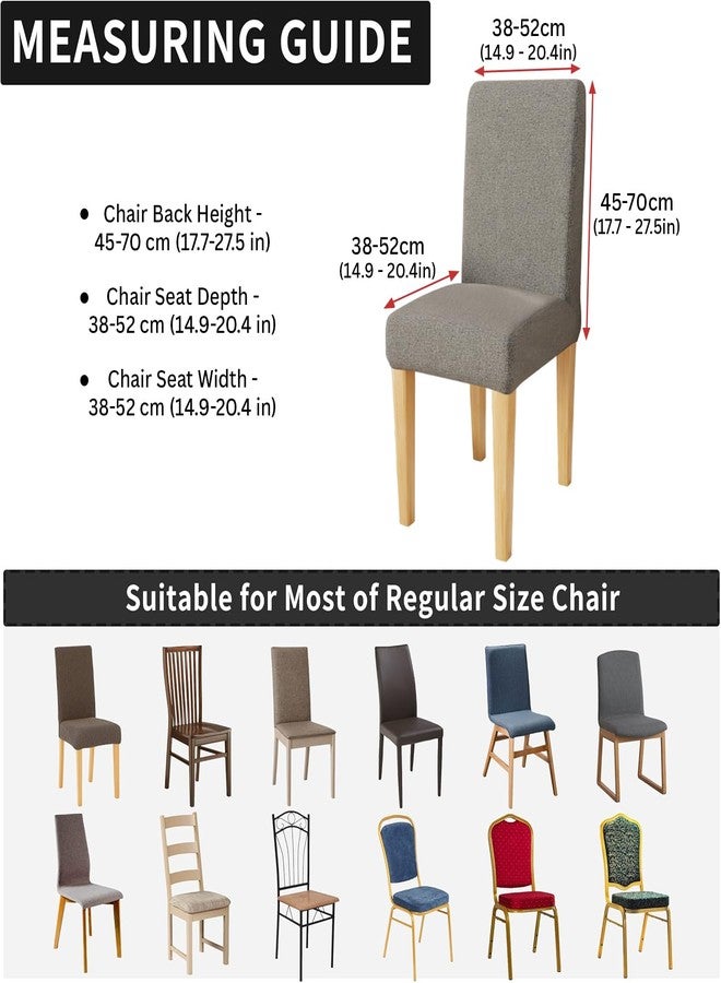 Lukzer 6PC Elastic Stretchable Dining Chair Cover Universal Protective Slipcover (Brown Lining Design/ 6Cover), Polyester - Image 3