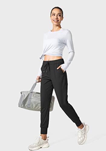 SANTINY Women's Joggers Pants Pockets Drawstring Running Sweatpants for Women Lounge Workout Jogging(Black_M) - Image 5