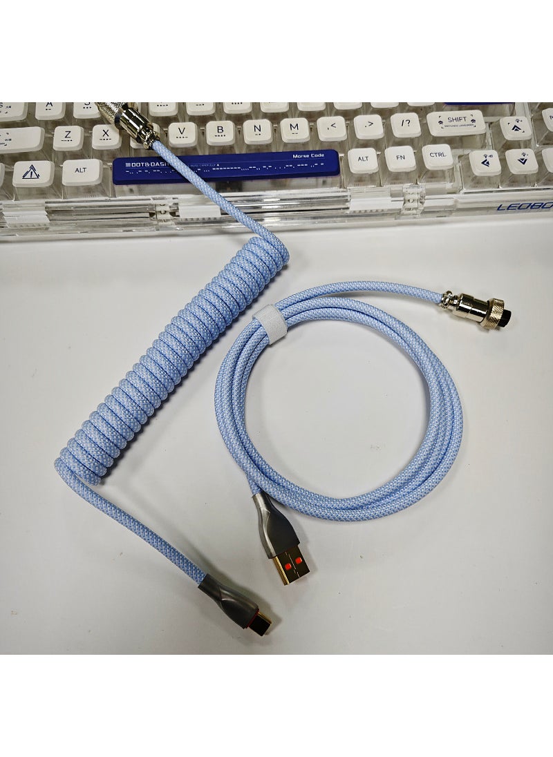 Generic Macaron Keyboard Custom Coiled Cable Sky Blue Air Line 