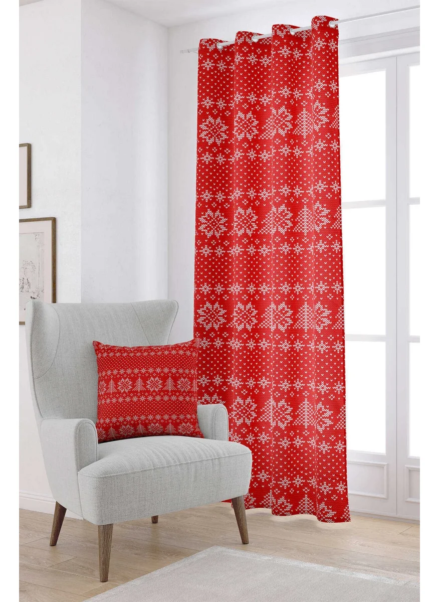 Cango Home Red Blue Christmas Themed Digital Printed Curtain CGH836-PR