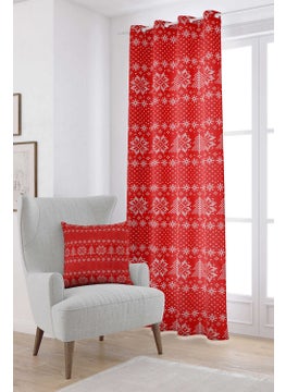 Cango Home Red Blue Christmas Themed Digital Printed Curtain CGH836-PR  - Image 1