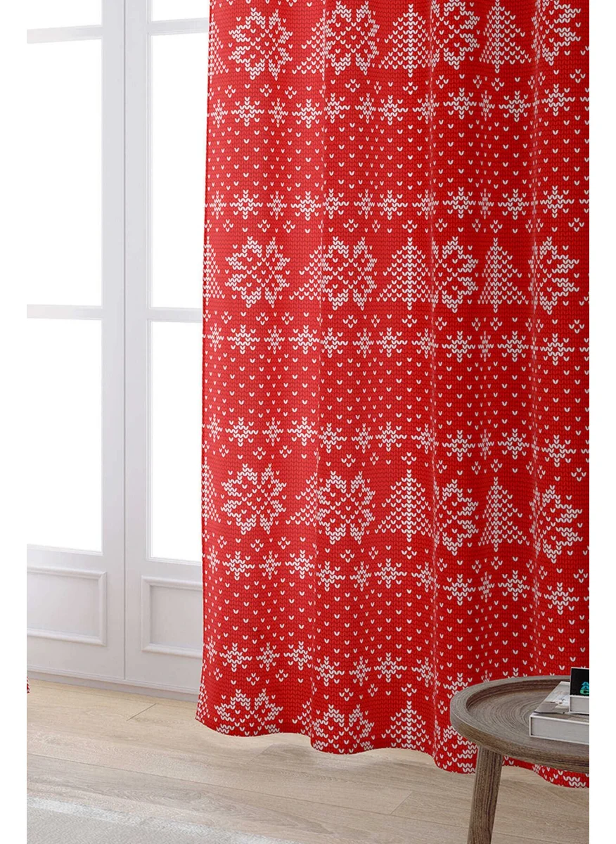 Cango Home Red Blue Christmas Themed Digital Printed Curtain CGH836-PR