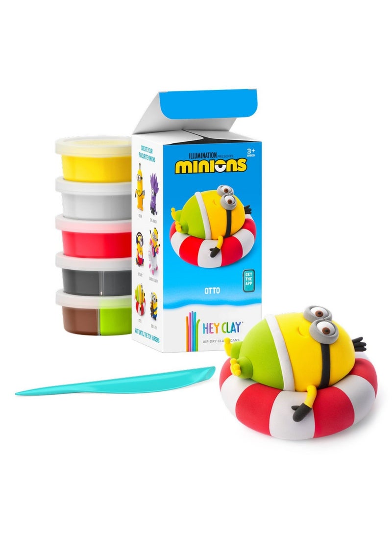 HEY CLAY Minions Otto Colourful modelling air-dry clay, 5 cans with fun interactive app for kids 3 years +  - Image 1