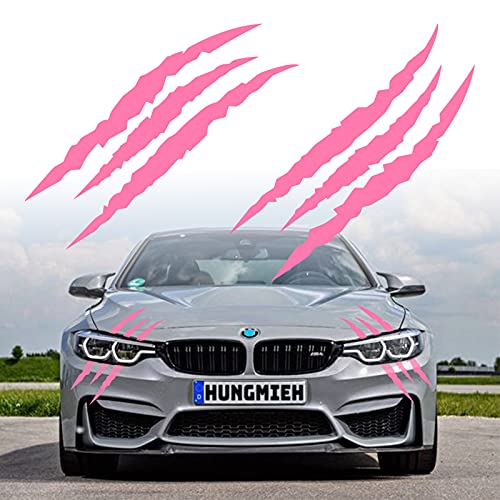 HungMieh 2PCS Claw Mark Car Decak Car Headlight Decal158 Inch Monster Claw Scratch Stripe Stickers for Dodge ChallengerCharger Reflective Pink - Image 1